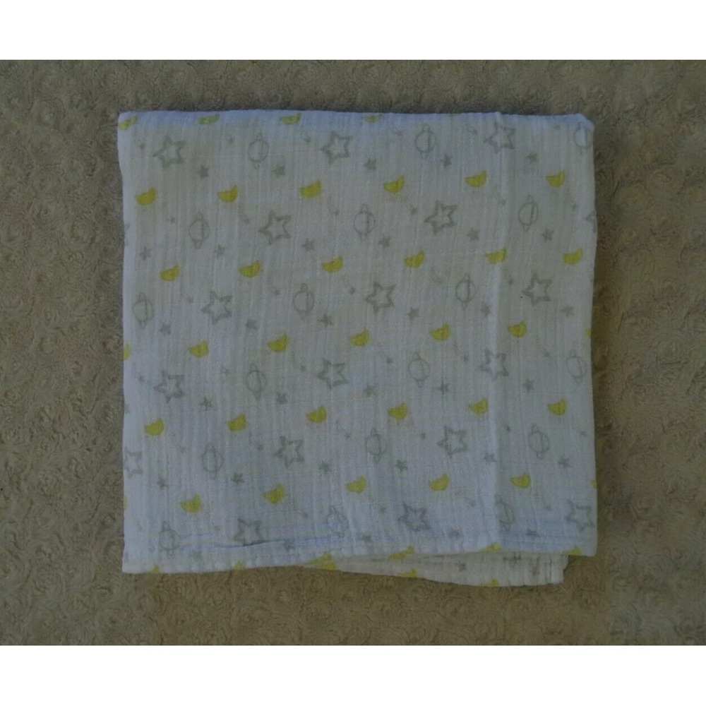 Swaddle Designs Moon & Stars Baby Blanket Swaddle Muslin White Yellow Gray